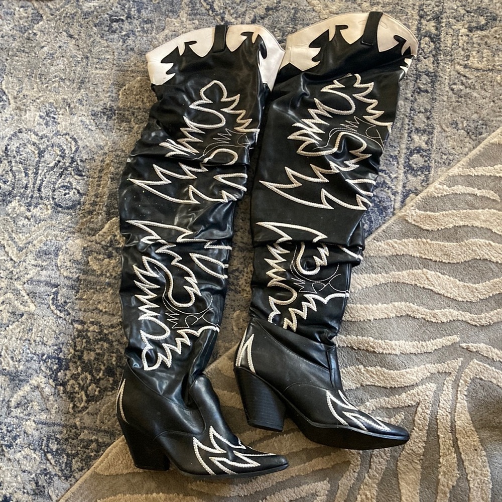 Dolls kill thigh high western boots size 9